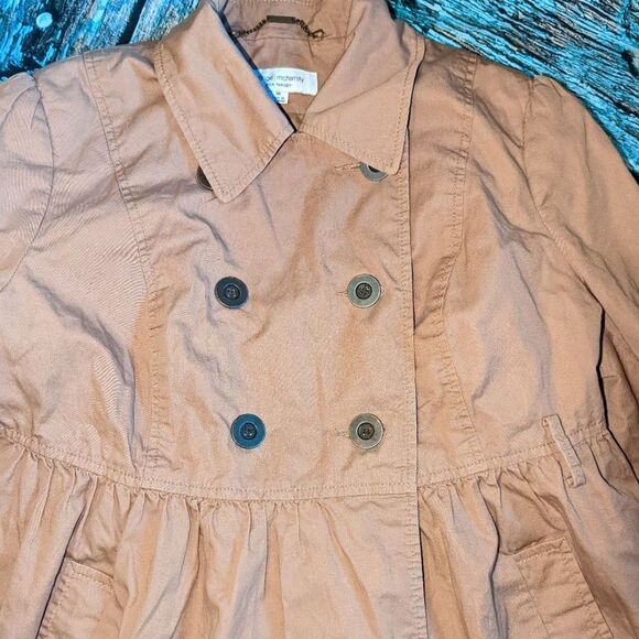 Liz Lange Size Medium Tan Maternity Fit and Flare Trench Coat - Picture 2 of 5